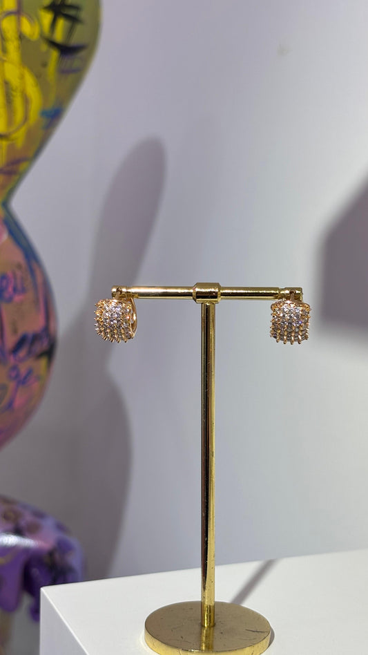 Rose Taşlı Mini Halka Küpe