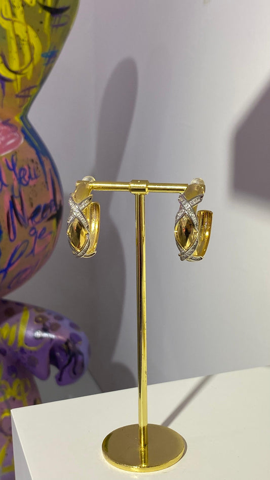 X Taşlı Halka Küpe