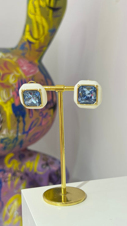 Kare Taşlı Swarovski Küpe