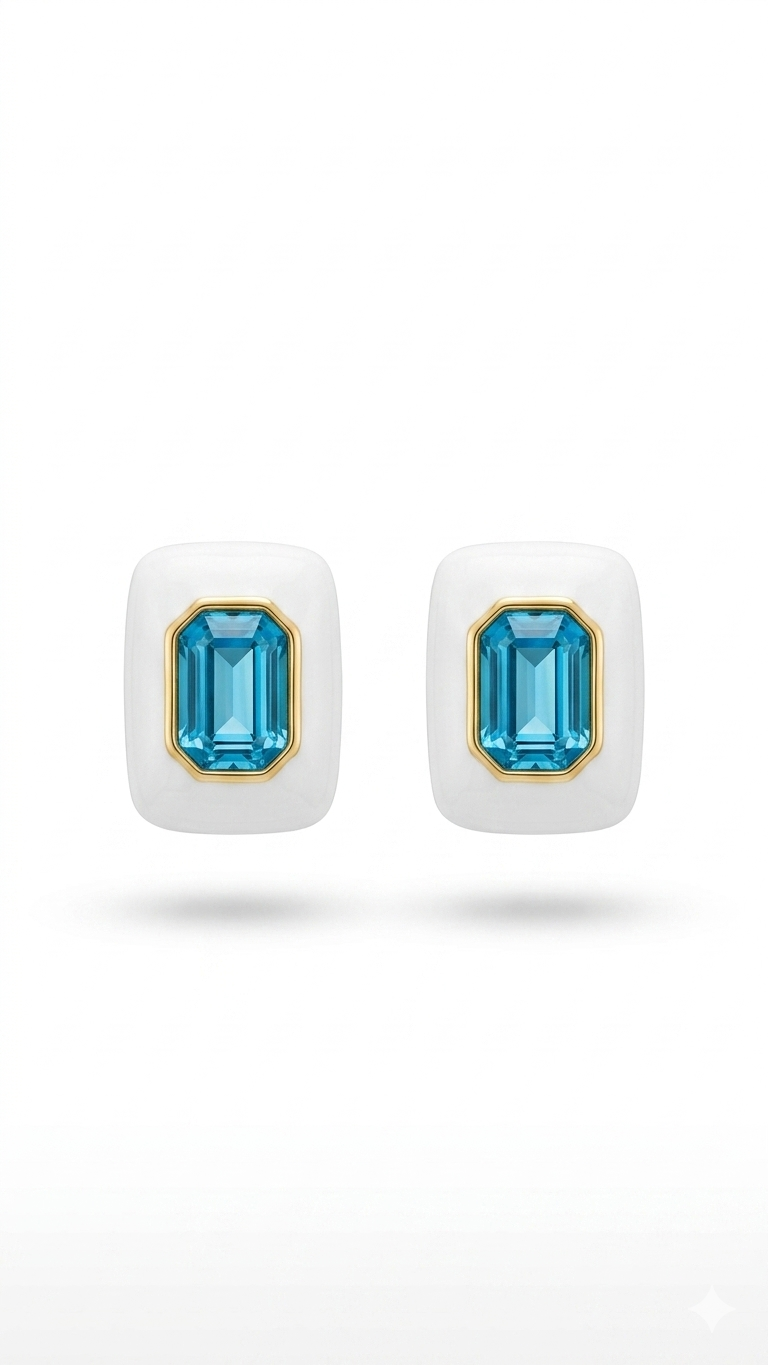 Turkuaz Swarovski Taş Küpe