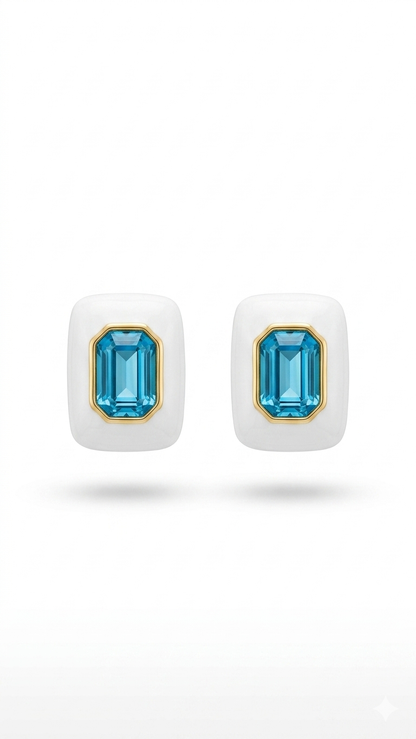 Turkuaz Swarovski Taş Küpe