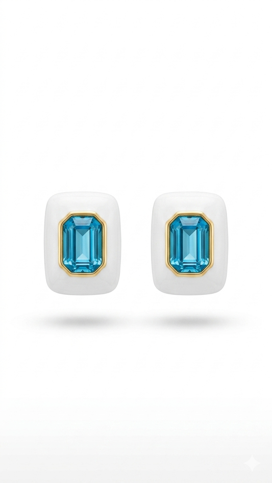 Turkuaz Swarovski Taş Küpe