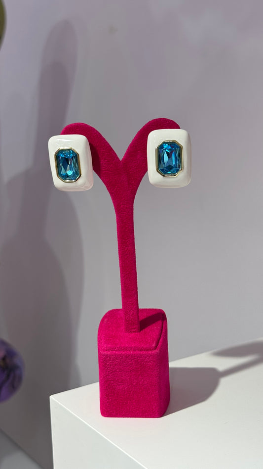 Turkuaz Swarovski Taş Küpe