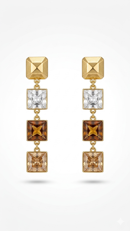 Kare Swarovski Taş Küpe