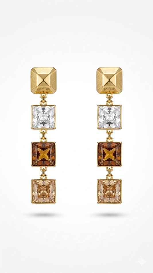 Kare Swarovski Taş Küpe