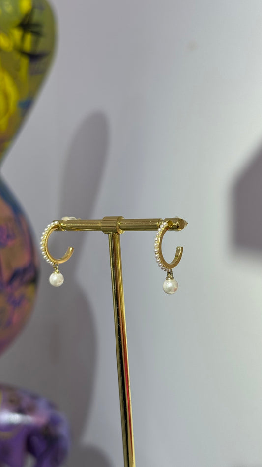 Minimal İnci Halka Küpe ￼