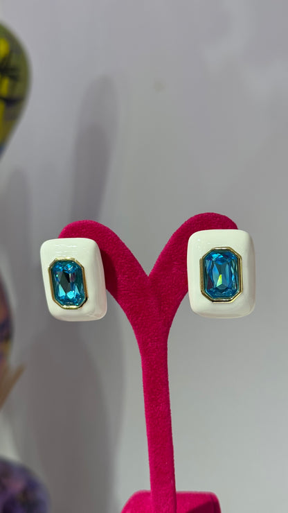 Turkuaz Swarovski Taş Küpe