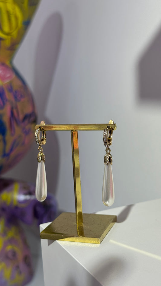 Antik Uzun Sallantılı İnci Küpe