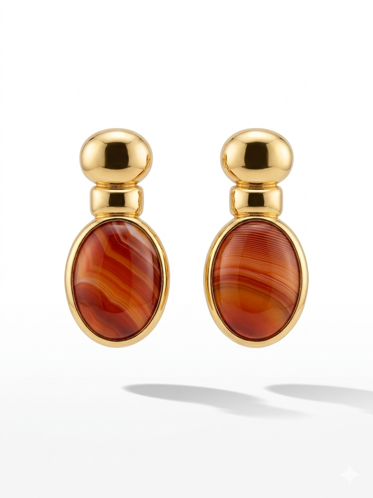 Kahverengi Doğal Taş Küpe