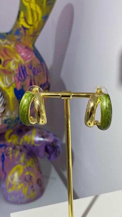 Yeşil Mineli Halka Küpe