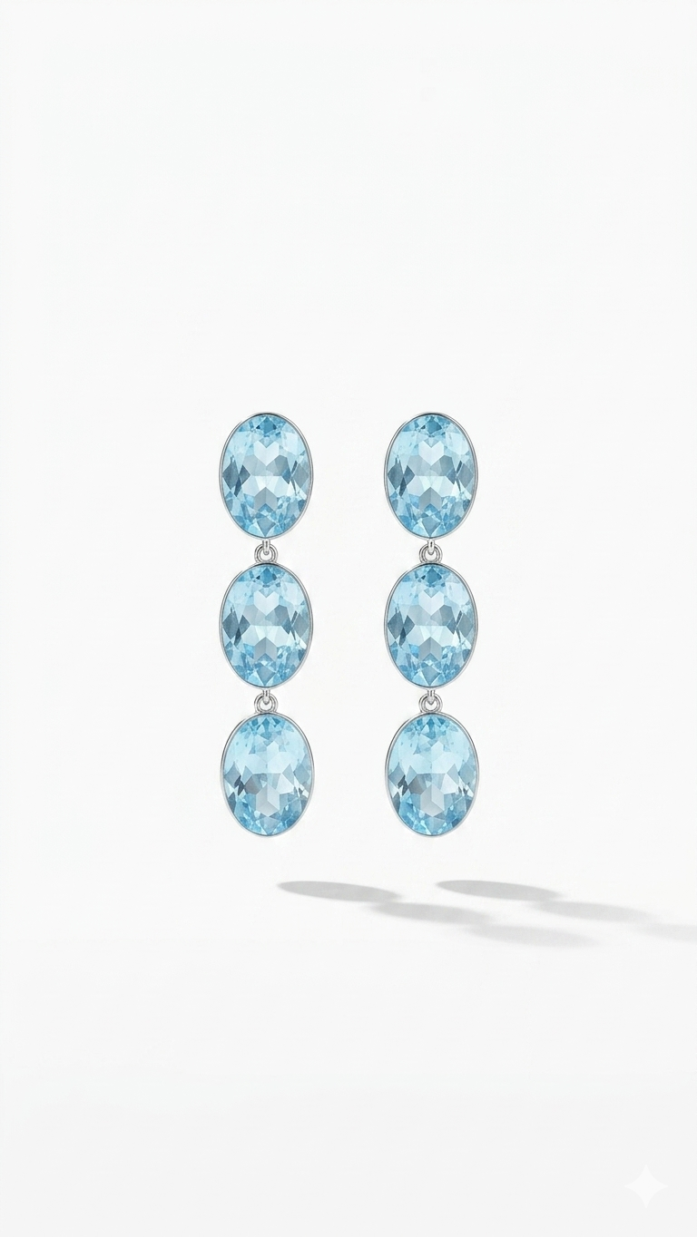 Üçlü Damla Swarovski Küpe