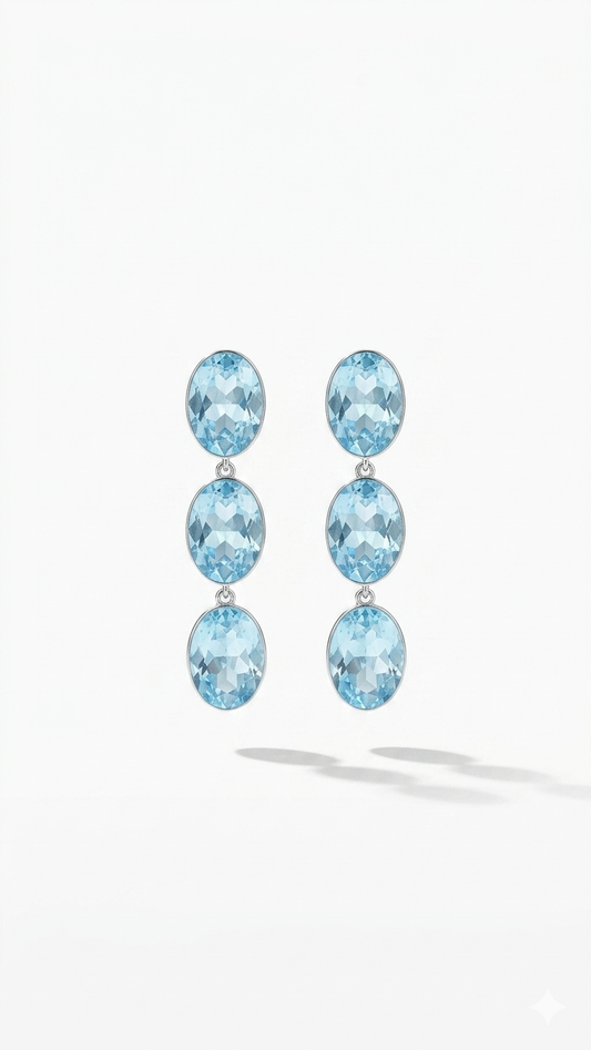 Üçlü Damla Swarovski Küpe