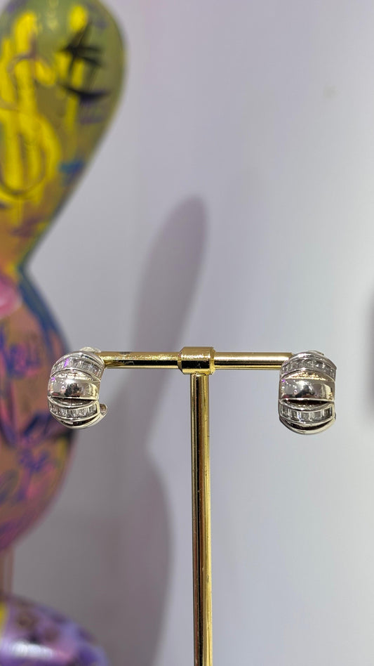 Mini Taşlı Halka Küpe