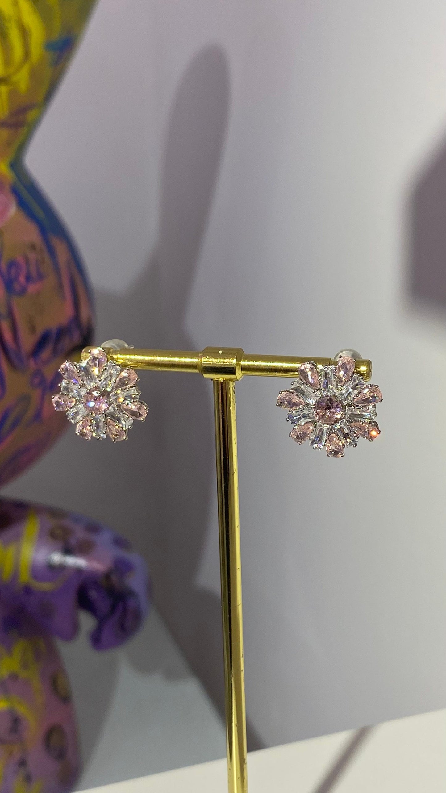 Swarovski Taş Çiçek Küpe
