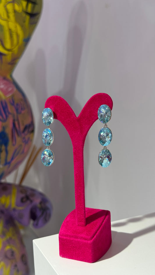 Üçlü Damla Swarovski Küpe
