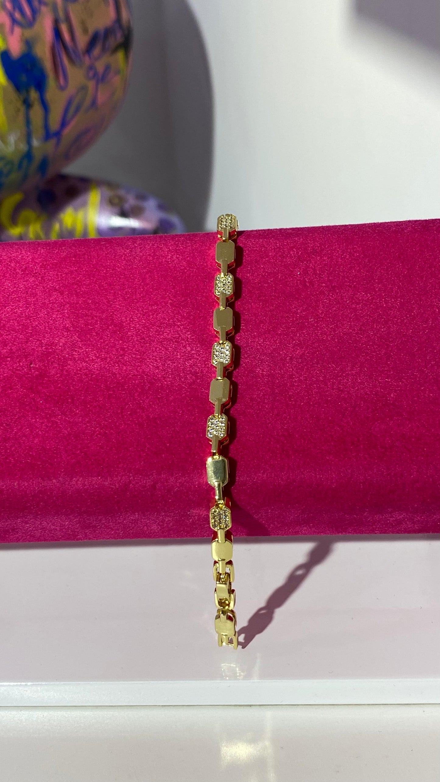 Taşlı Dikdörtgen Form Bileklik