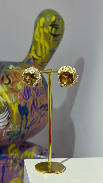 Kahverengi Swarovski Küpe