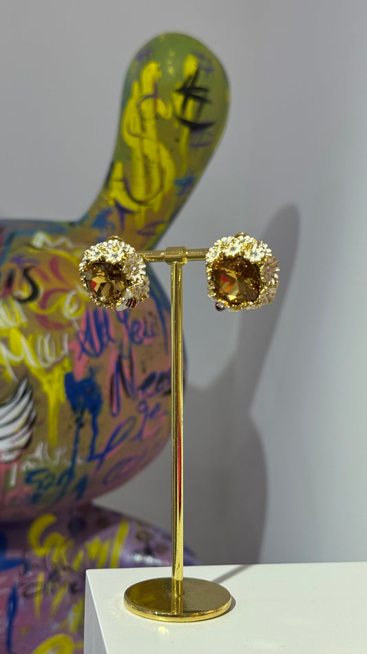 Kahverengi Swarovski Küpe