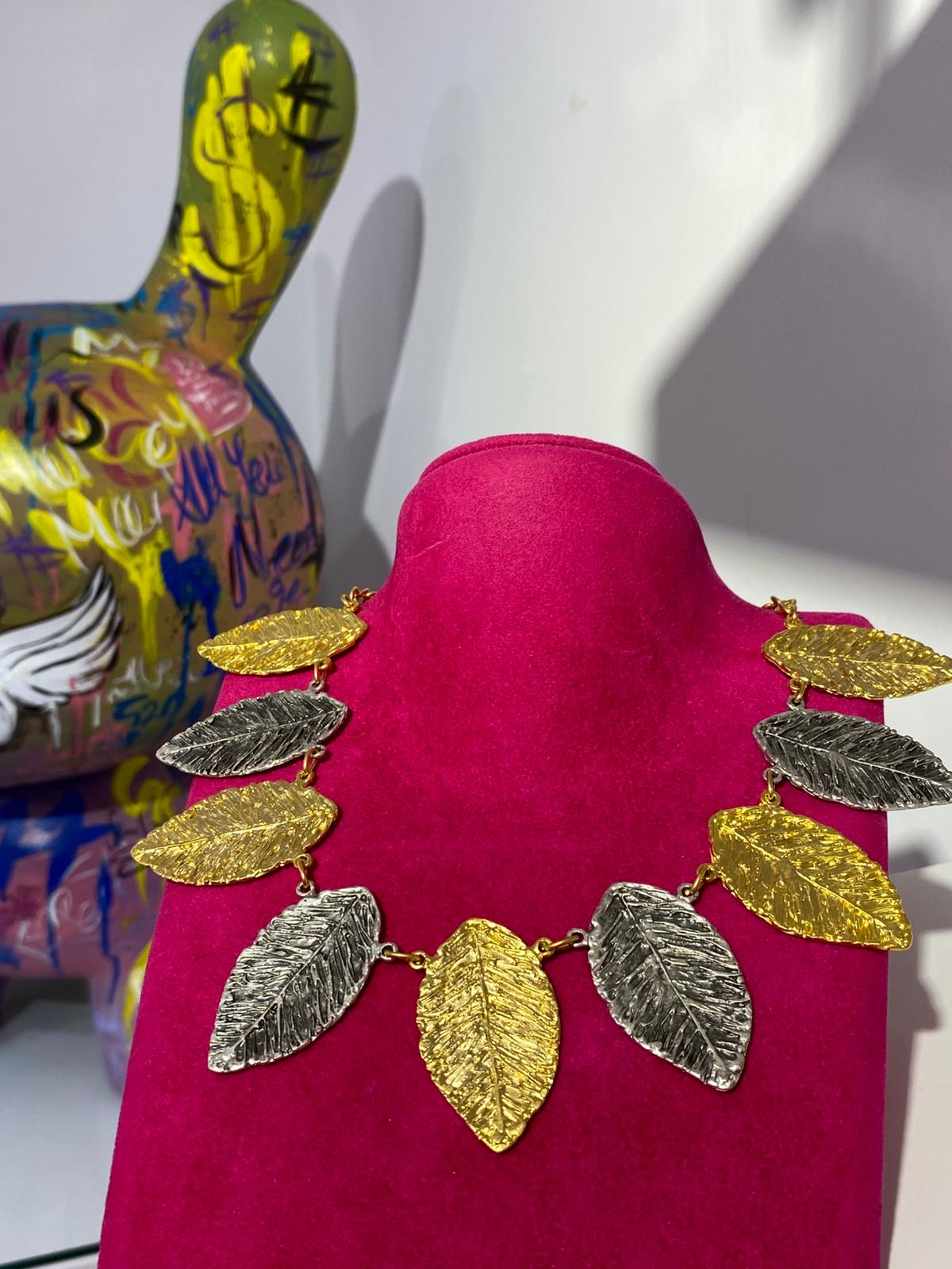 İki Renk Yaprak Kolye