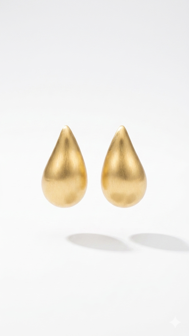 Gold Mat Damla Küpe