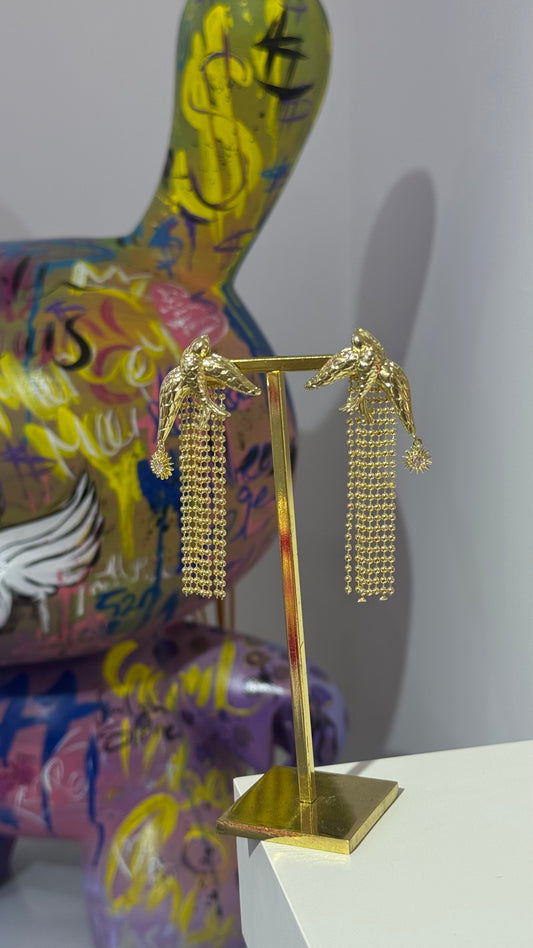 Kuş Püsküllü Küpe