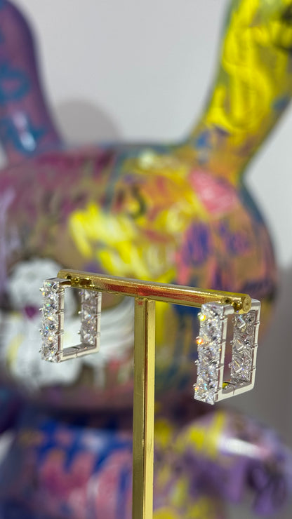 Swarovski Taş Kare Küpe