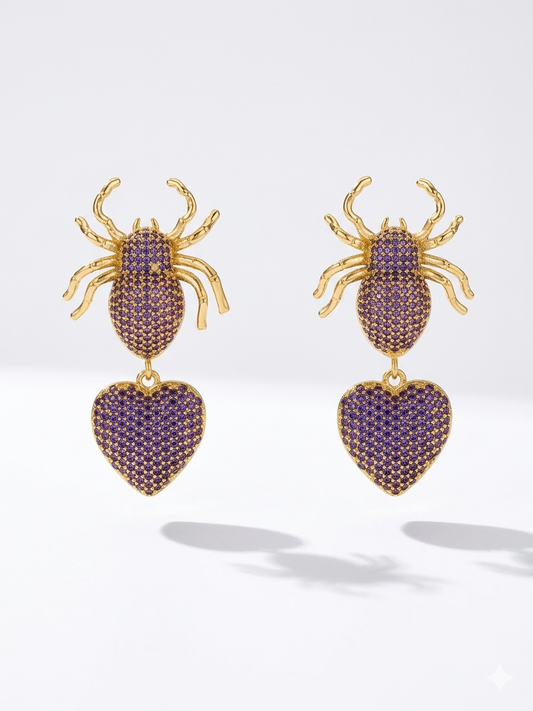 Mor Kalpli Böcek Küpe