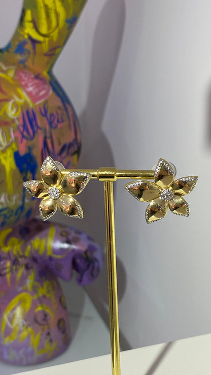 Taşlı Çiçek Küpe