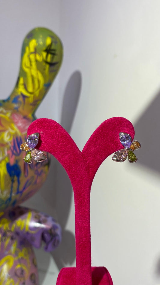 Renkli Swarovski Kelebek Küpe