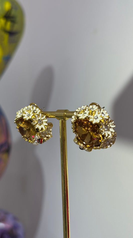 Kahverengi Swarovski Küpe