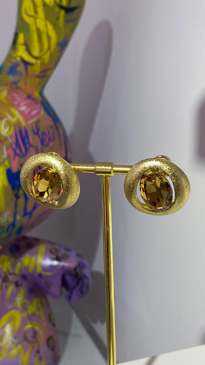 Kahverengi Swarovski Küpe