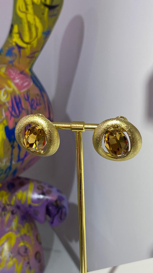 Kahverengi Swarovski Küpe