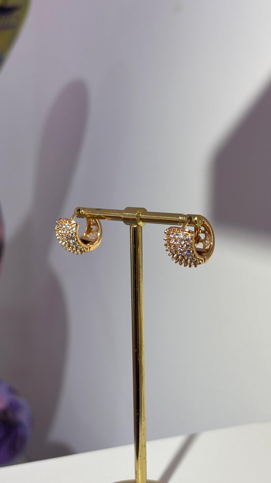 Rose Taşlı Mini Halka Küpe