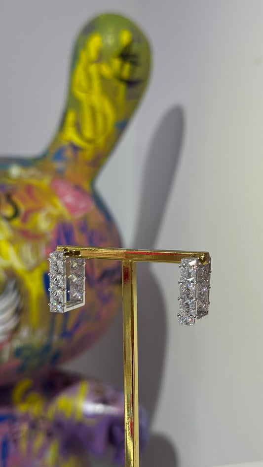 Swarovski Taş Kare Küpe