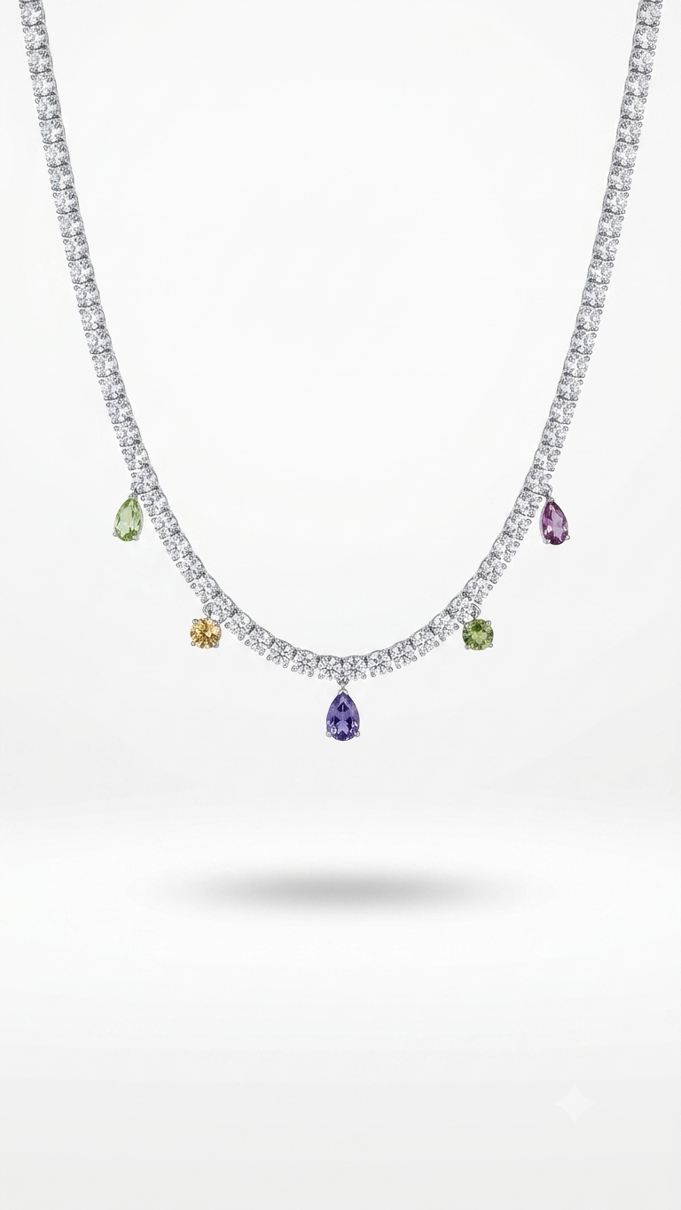 Swarovski Taş Su Yolu Kolye