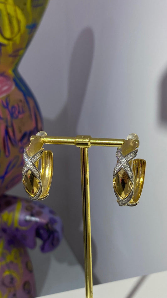 X Taşlı Halka Küpe