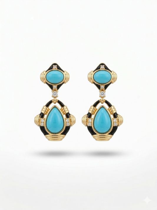 Mavi Taşlı Mineli Küpe