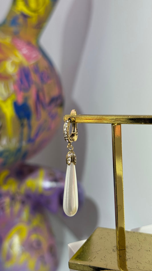 Antik Uzun Sallantılı İnci Küpe