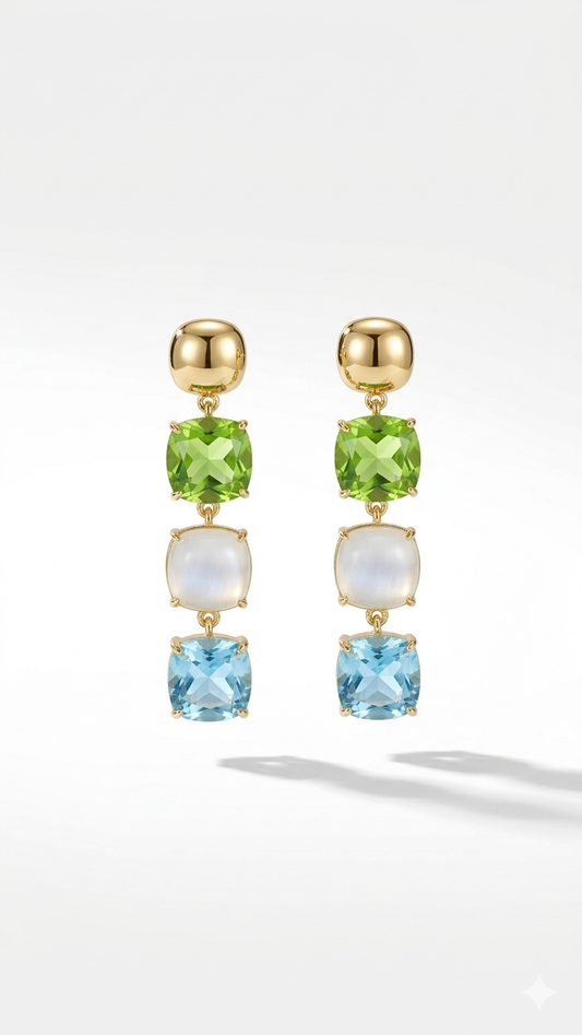 Nil Yeşili Swarovski Küpe