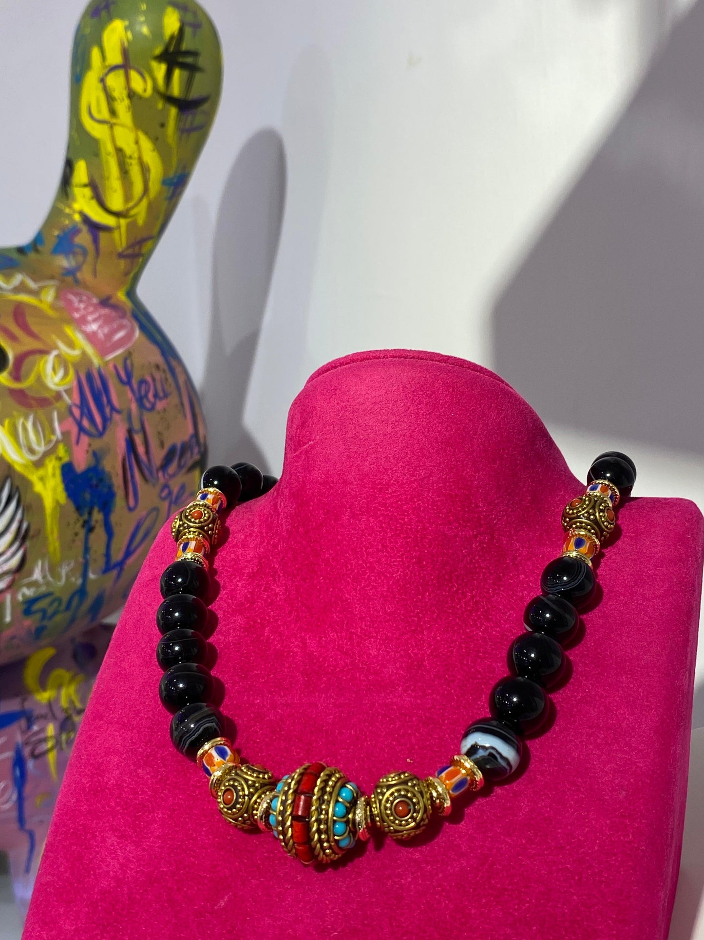 Siyah Doğal Taş Kolye