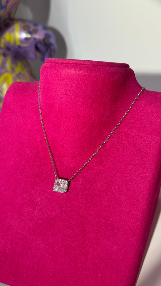 Kare Taş Gümüş Kolye