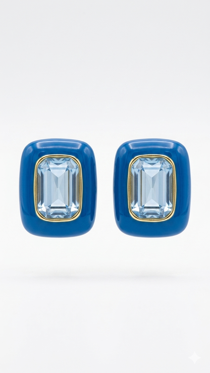 Lacivert Swarovski Taş Küpe