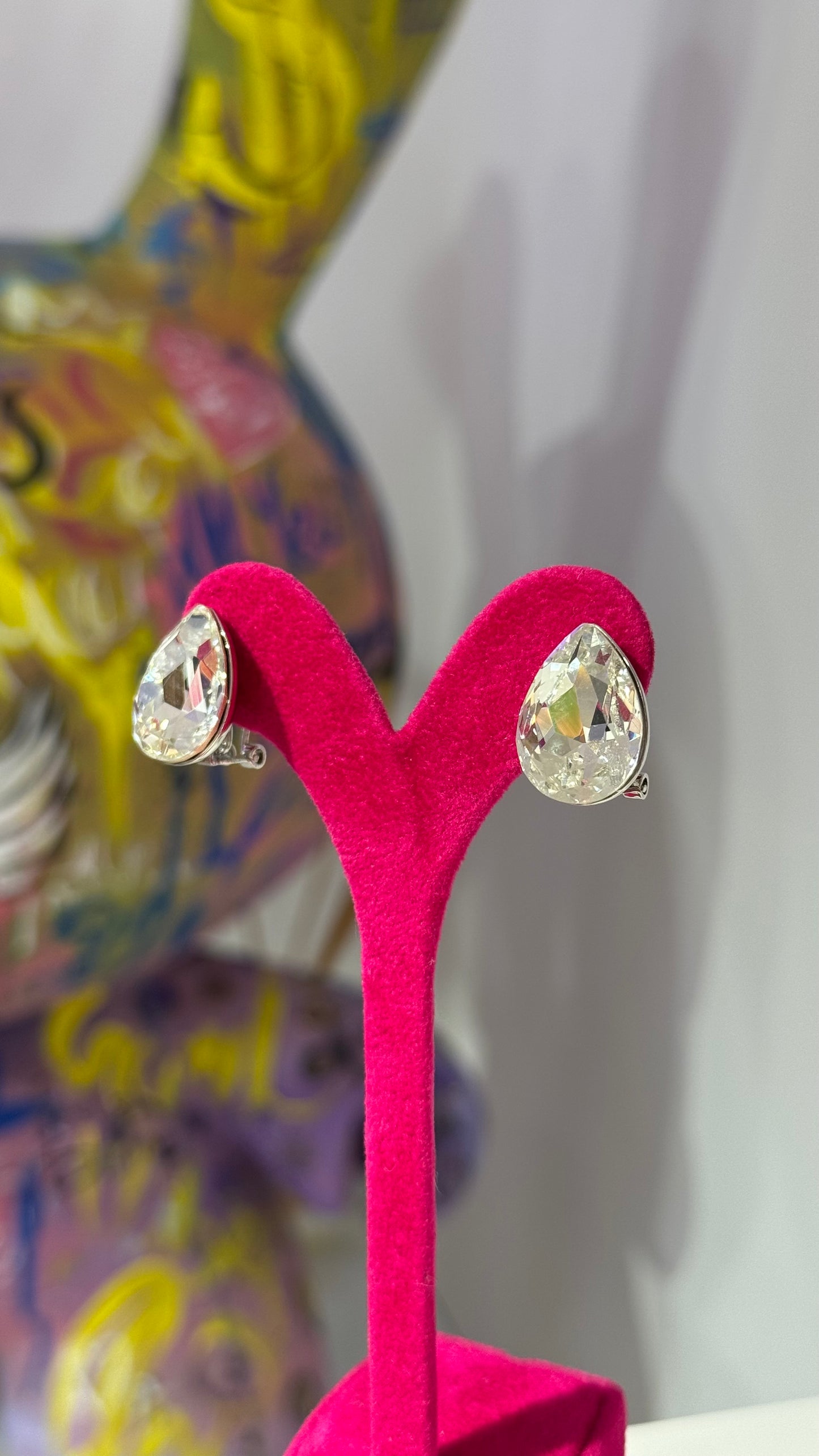 Beyaz Damla Swarovski Küpe