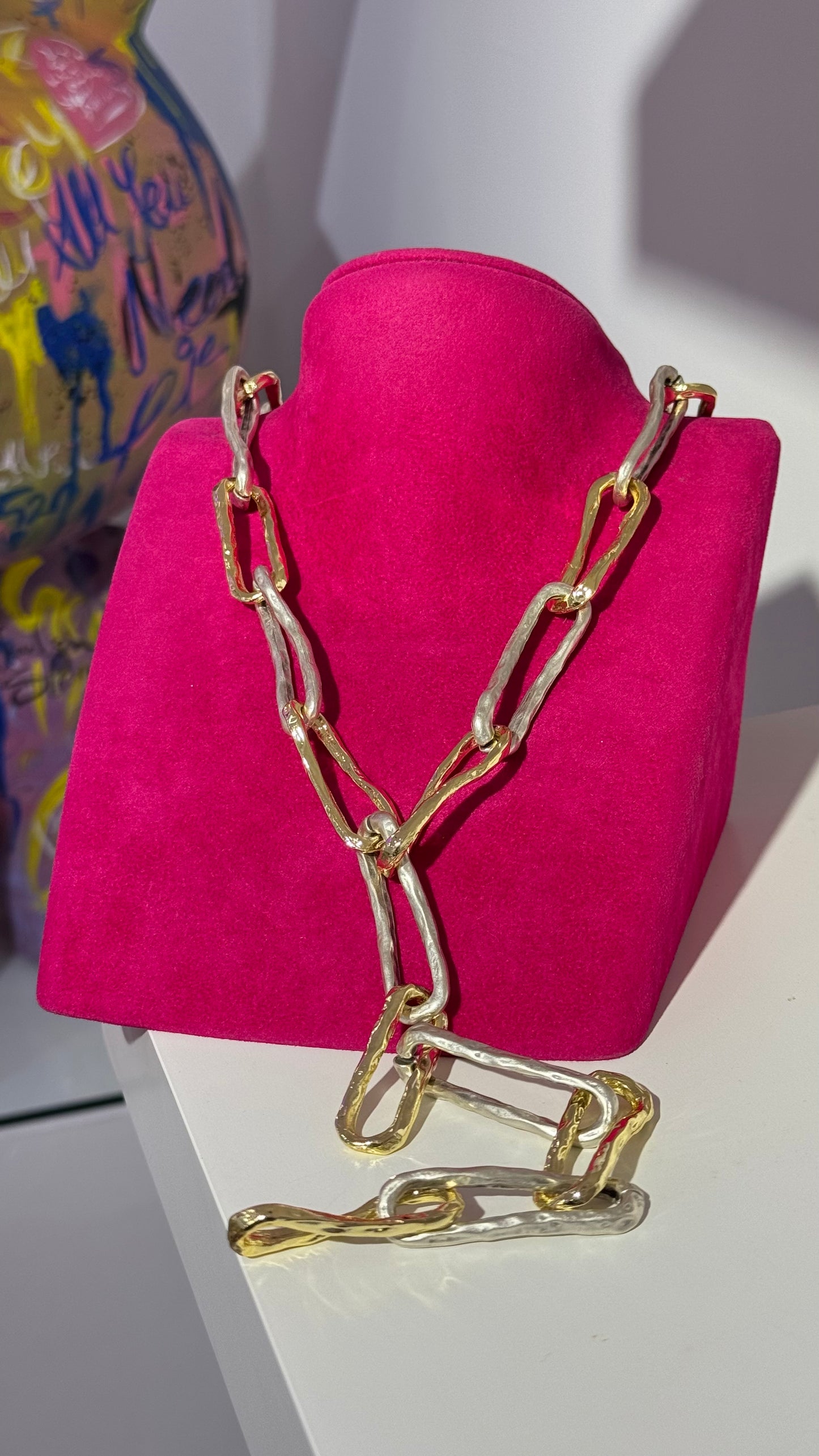 İki Renk Uzun Zincir Kolye