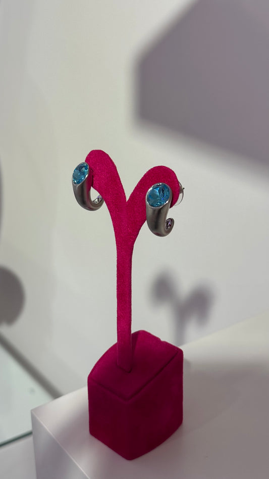 Mavi Swarovski Taş Küpe