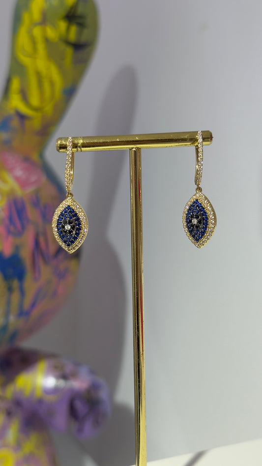 Lacivert Taşlı Nazar Küpe