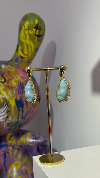 Mavi Taş Form Küpe