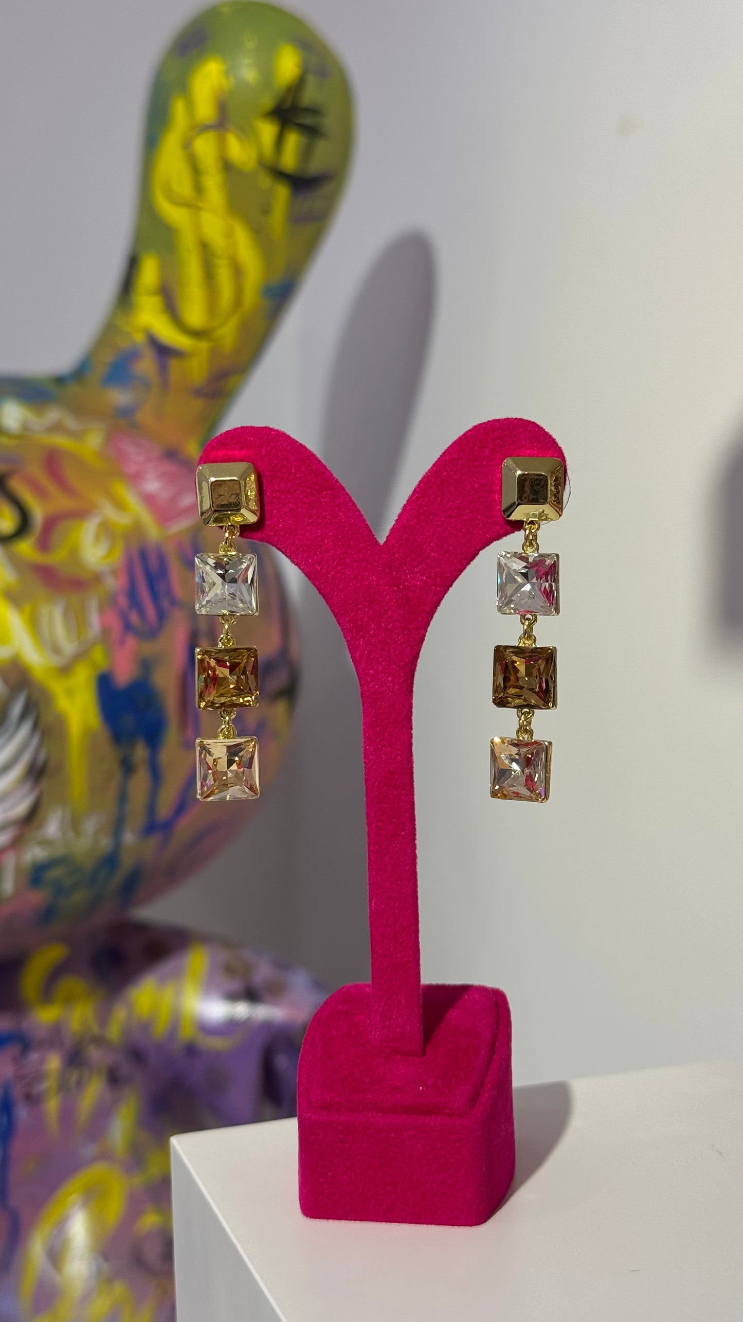 Kare Swarovski Taş Küpe