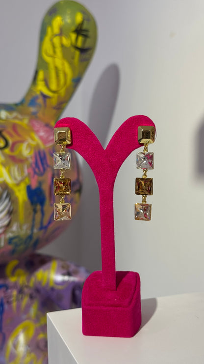 Kare Swarovski Taş Küpe