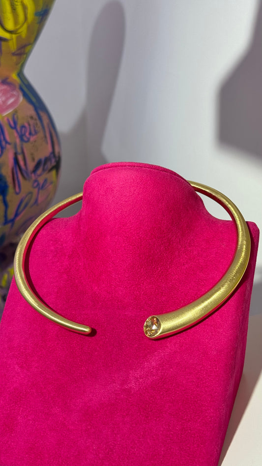 Kahve Swarovski Taş Choker Kolye